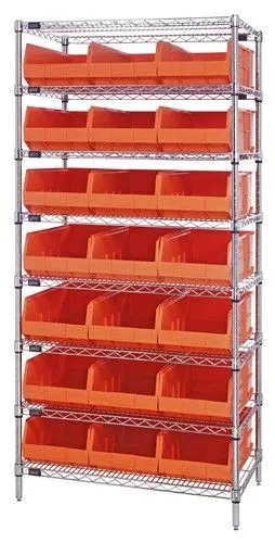 Quantum WR8-425 Wire Shelving System with 8 Shelves, 12" x 36" x 74"