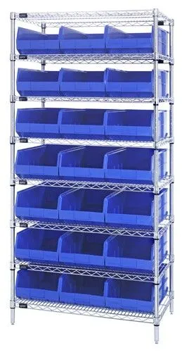 Quantum WR8-425 Wire Shelving System with 8 Shelves, 12" x 36" x 74"