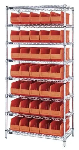 Quantum WR8-461 Wire Shelving System with 8 Shelves, 18" x 36" x 74"