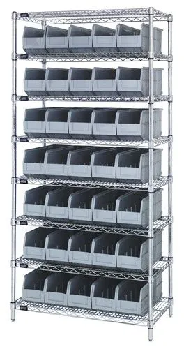 Quantum WR8-461 Wire Shelving System with 8 Shelves, 18" x 36" x 74"