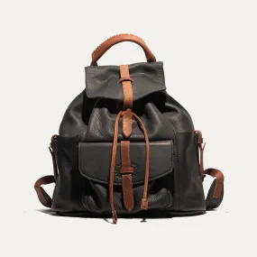 Rainier Leather Backpack in Black/Cognac by Will Leather Goods