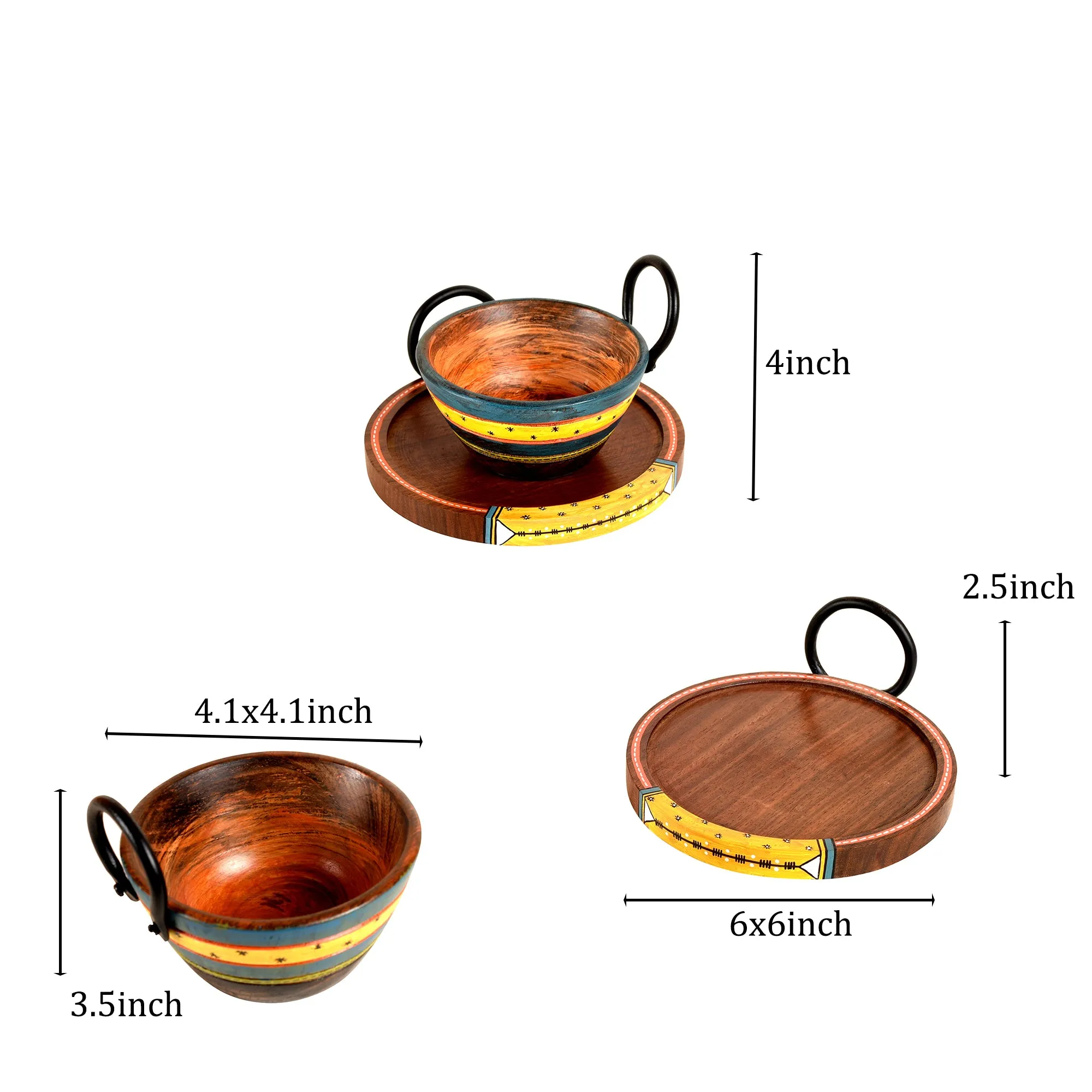 Ringo Snack Bowls with round Tray-Two Set (large) (6x6x2.5/4x4x3.5)