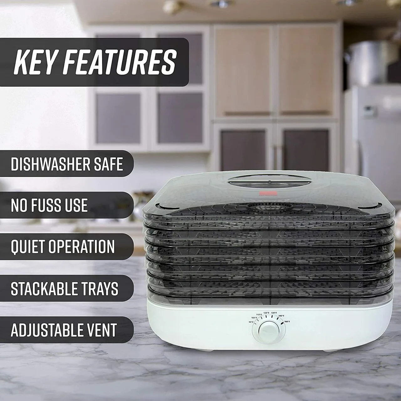 Ronco Turbo EZ-Store 5-Tray Dehydrator with Convection Air Flow