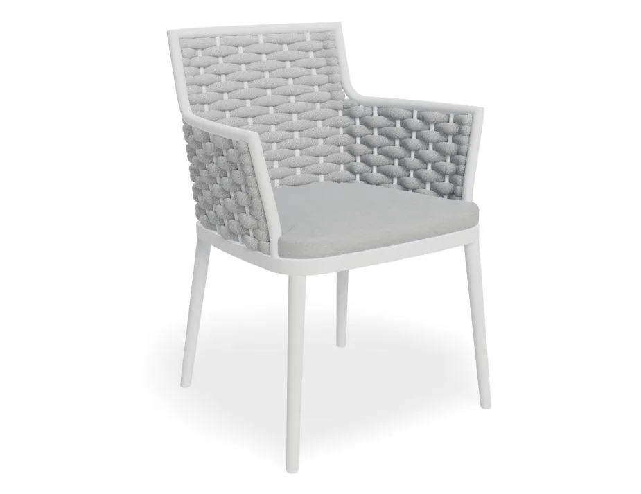 Siano Dining Chair - Outdoor - White - Light Grey Cushion