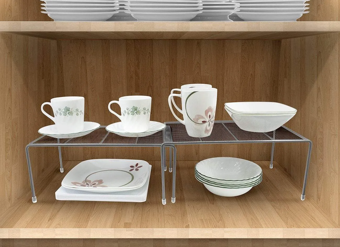 Sorbus Pantry Cabinet Organizers -Features Stackable Expandable Shelves Made of Steel - Ideal for Pantry, Cabinet, Countertop, and much more in Kitchen/Bathroom (Silver)