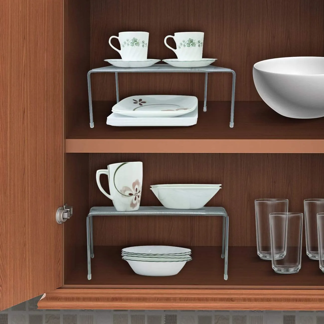 Sorbus Pantry Cabinet Organizers -Features Stackable Expandable Shelves Made of Steel - Ideal for Pantry, Cabinet, Countertop, and much more in Kitchen/Bathroom (Silver)