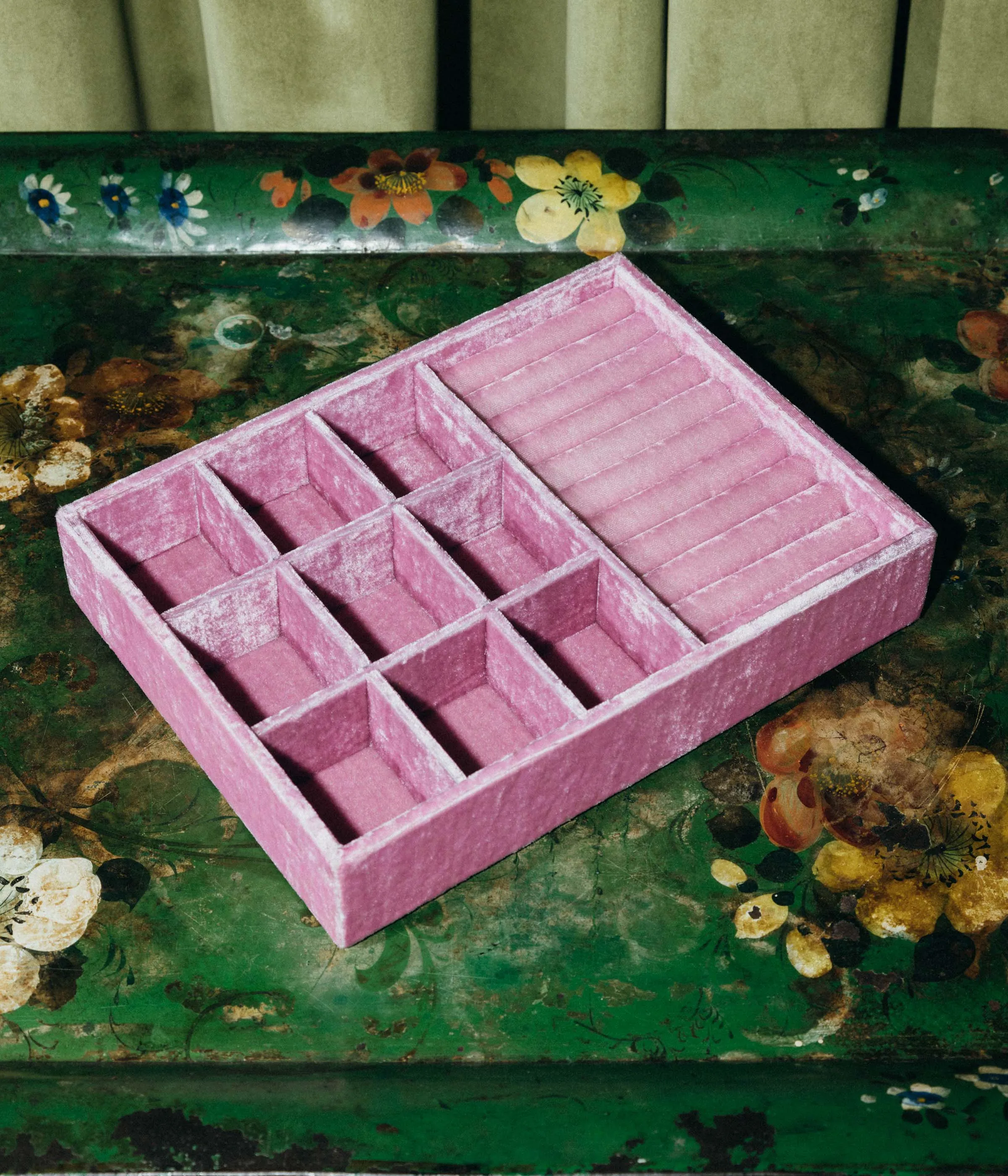 Stackable Silk Velvet Jewelry Tray in Berry