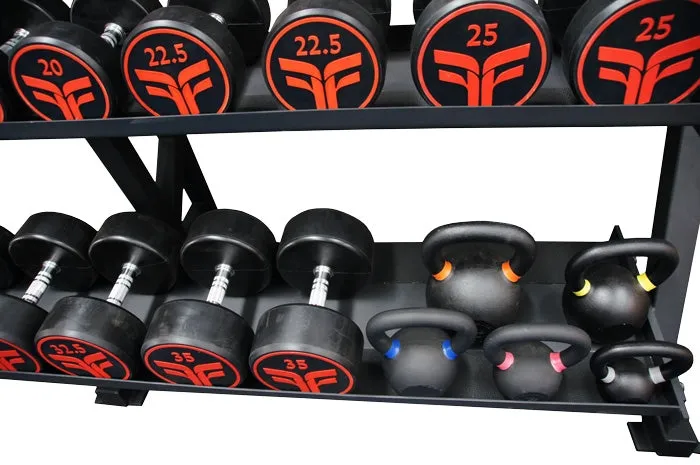 TITANIUM USA 3 TIER EXTRA LARGE FLAT TRAY HEX DUMBBELL RACK