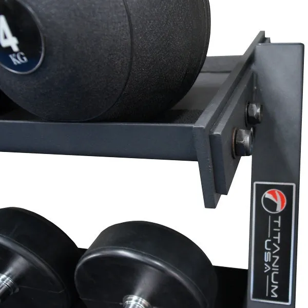TITANIUM USA 3 TIER EXTRA LARGE FLAT TRAY HEX DUMBBELL RACK