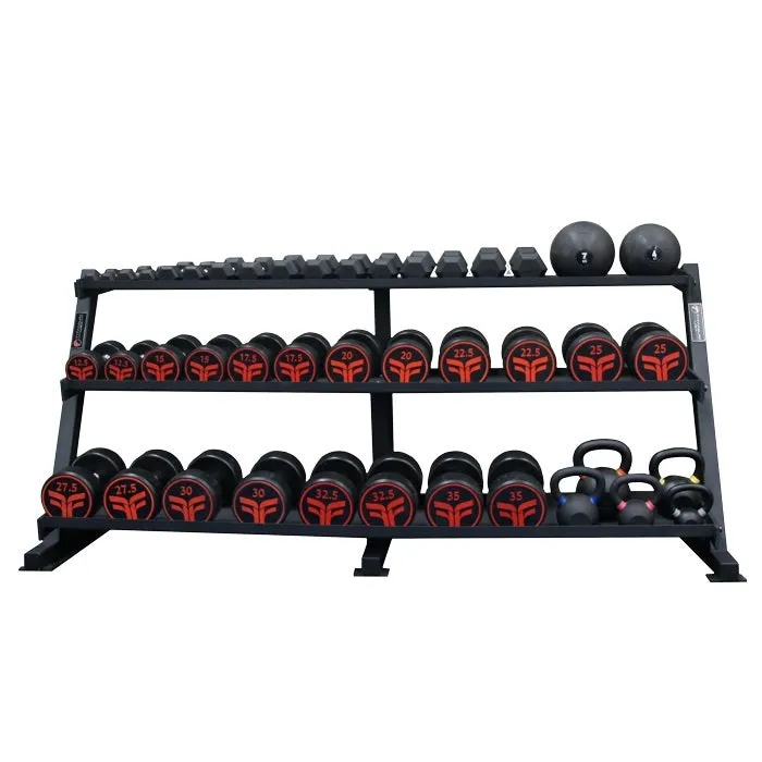 TITANIUM USA 3 TIER EXTRA LARGE FLAT TRAY HEX DUMBBELL RACK