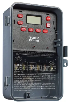 Tork EWZ201C Digital Timer, 30 A, 120/277 VAC, 1 min to 7 days Time Setting, 7 days Cycle, Gray :EA: QUANTITY: 1