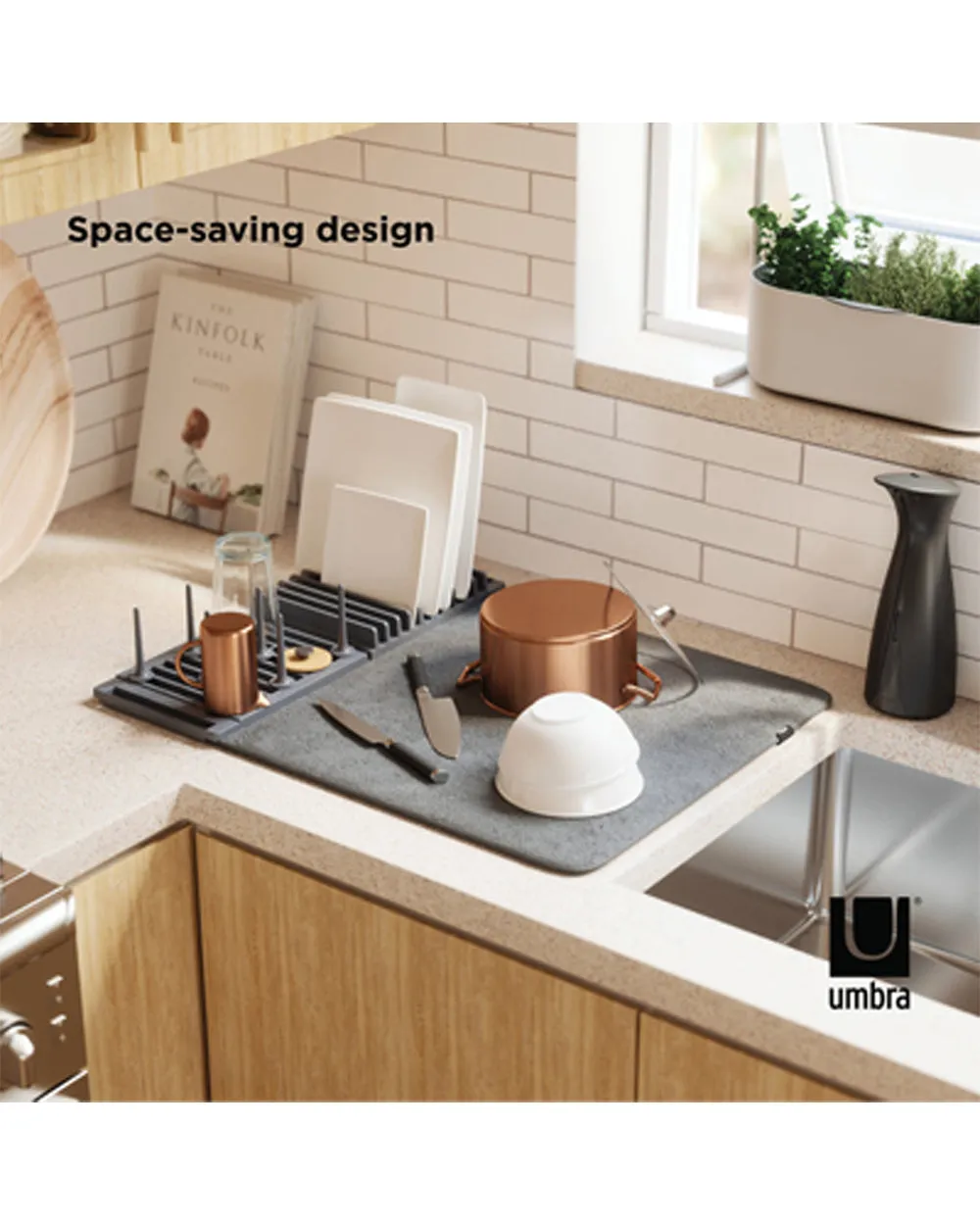 Umbra UDry Peg Drying Rack with Mat Charcoal