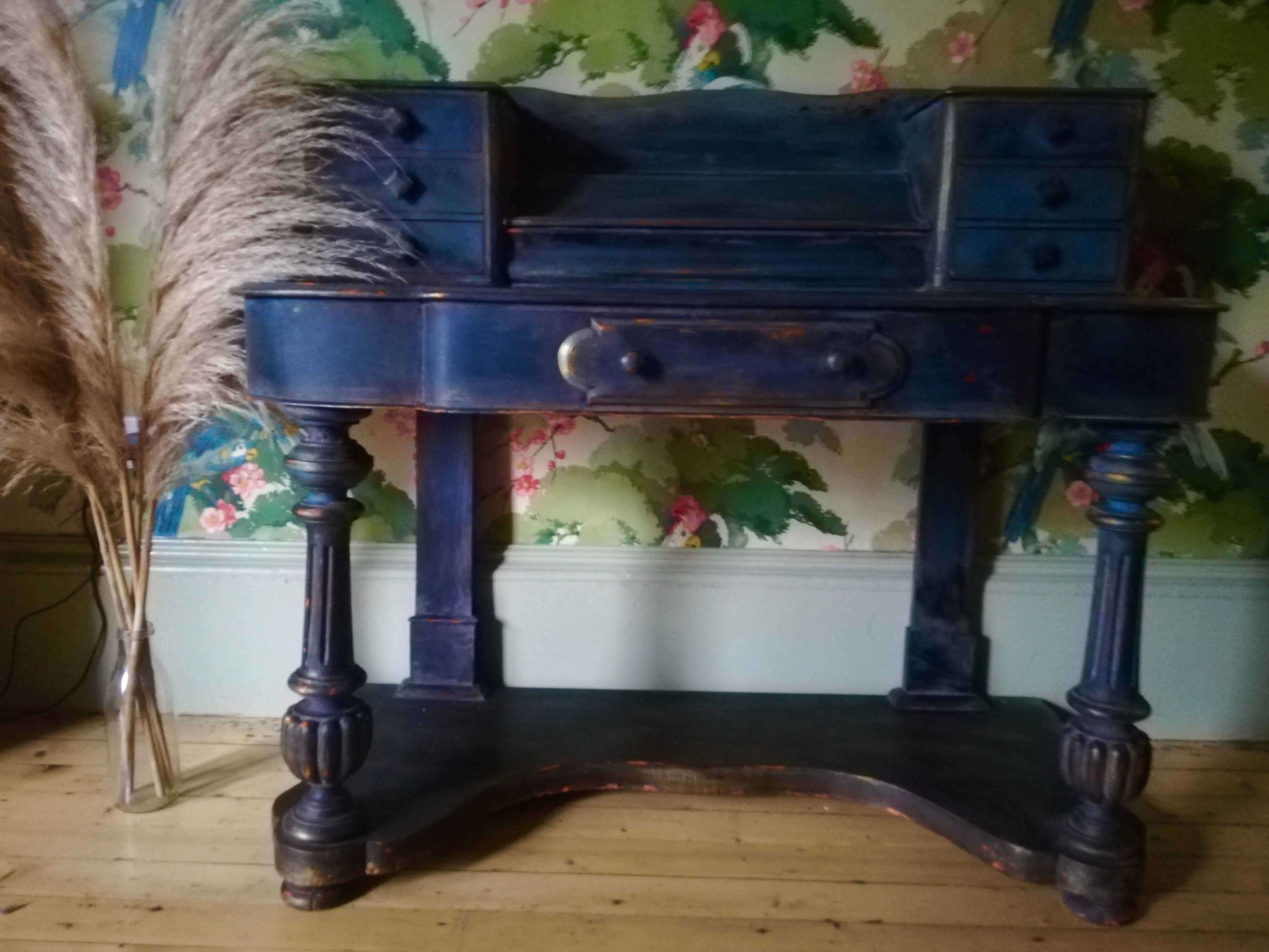 Vintage writing desk painted in layers of beautiful Patina