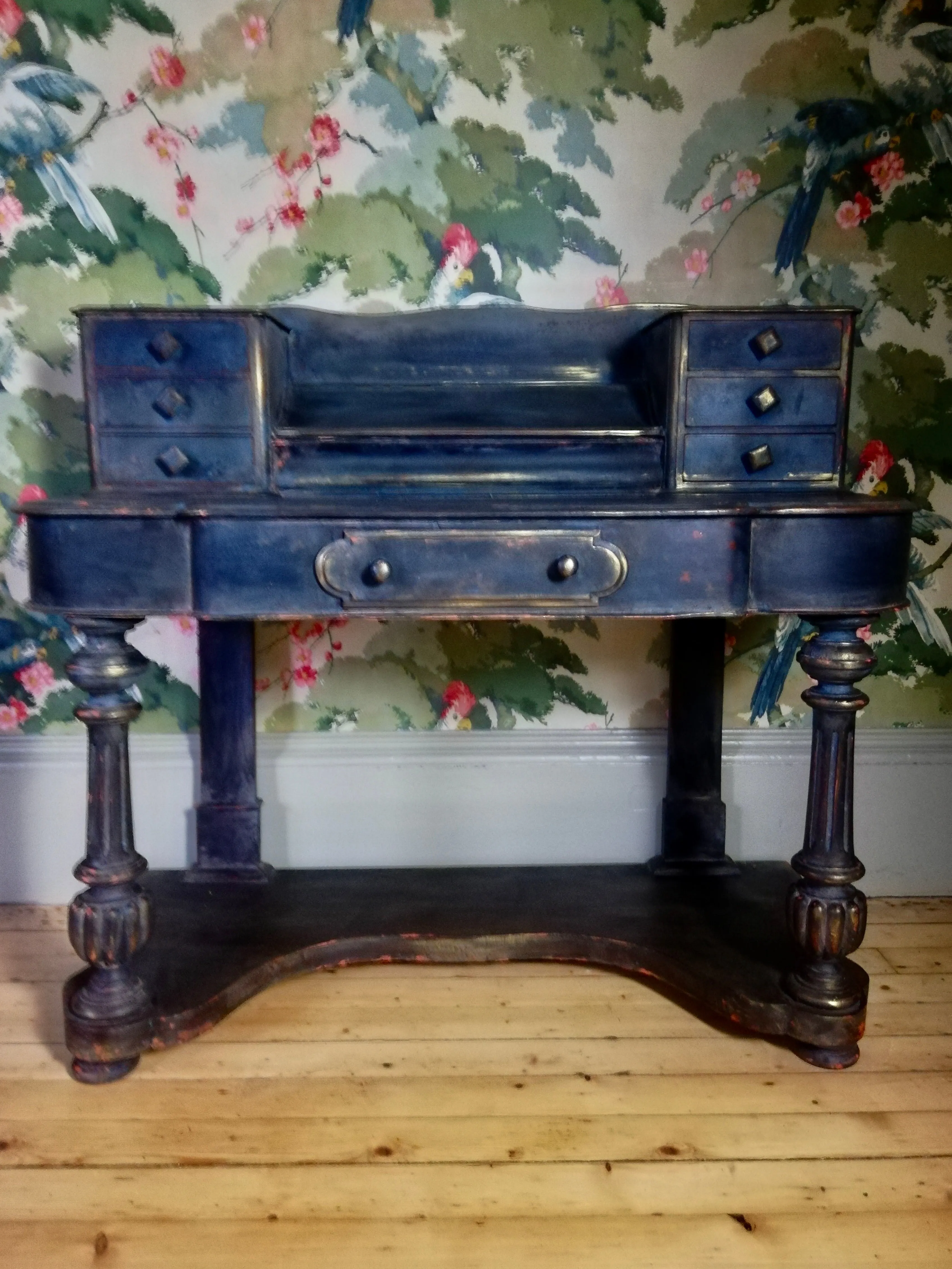 Vintage writing desk painted in layers of beautiful Patina