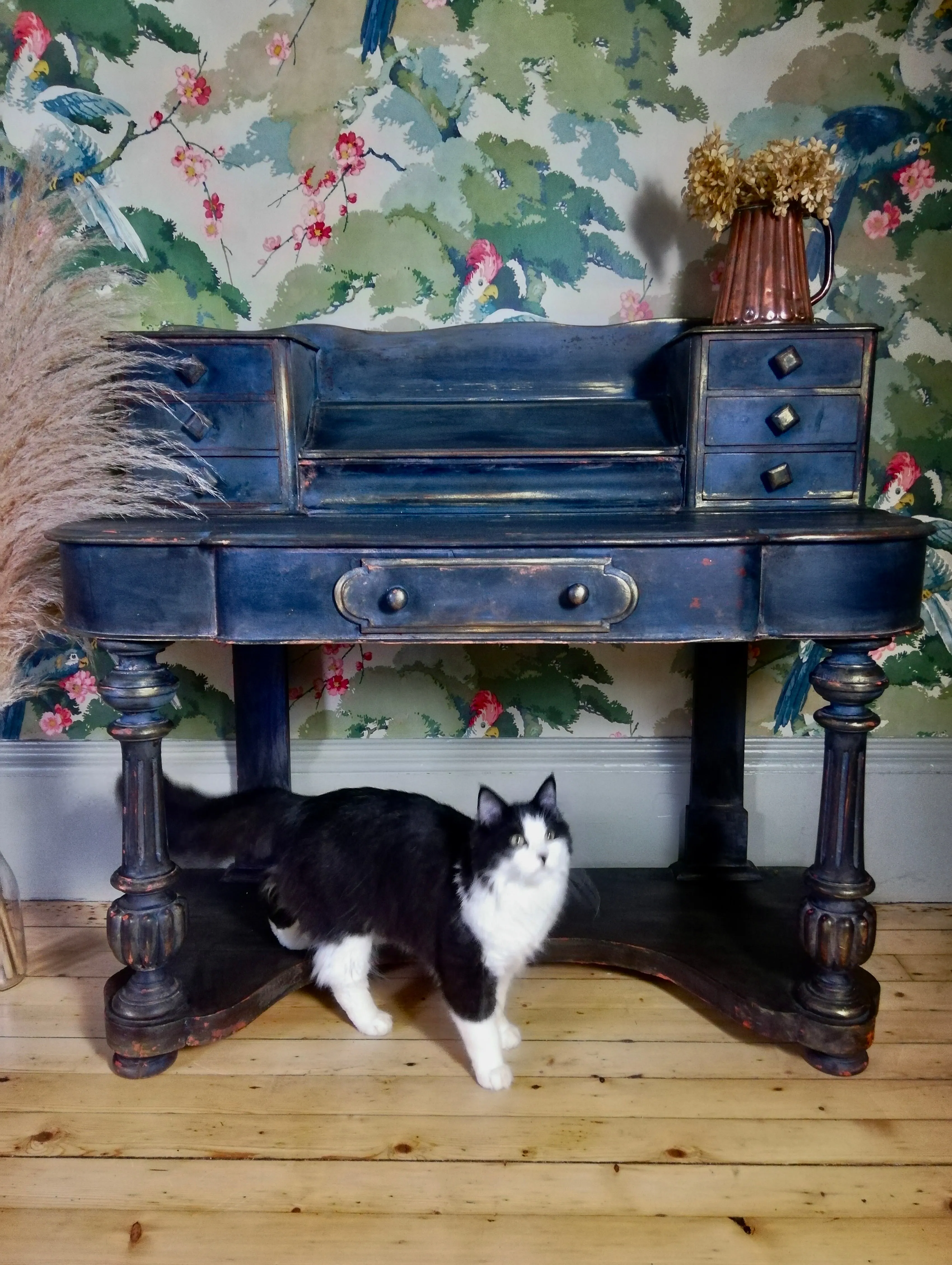 Vintage writing desk painted in layers of beautiful Patina