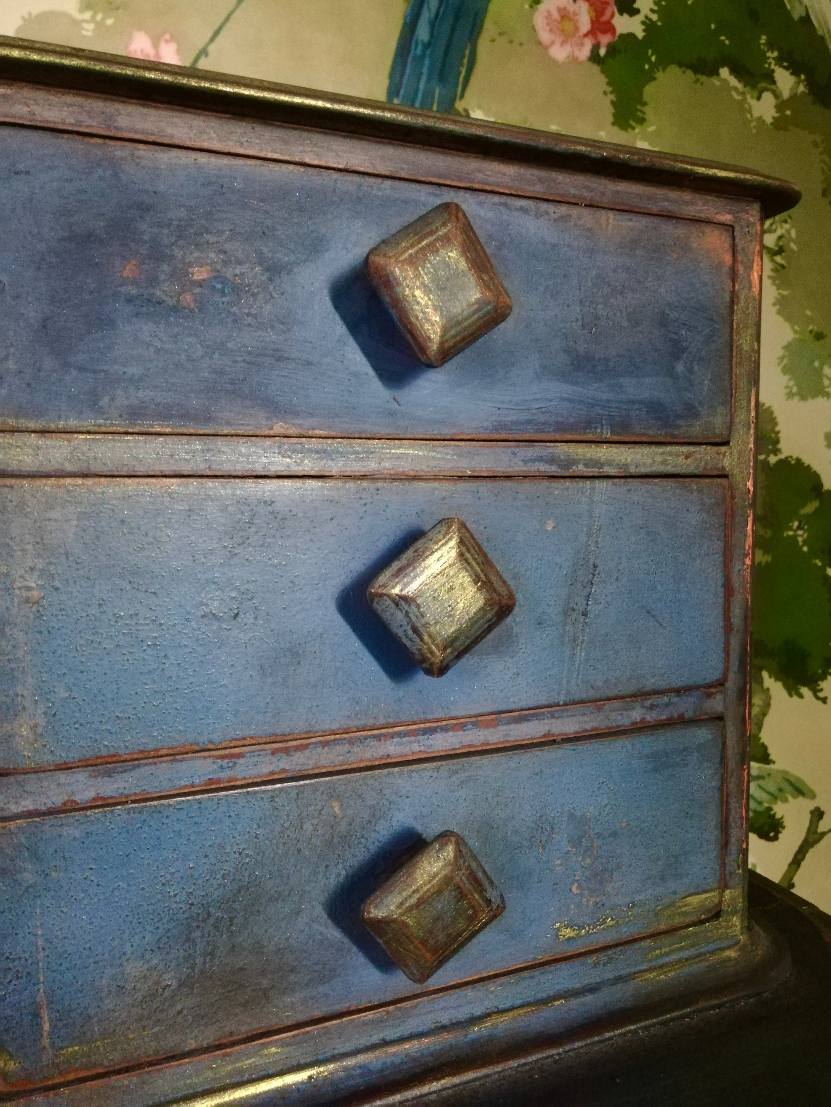 Vintage writing desk painted in layers of beautiful Patina
