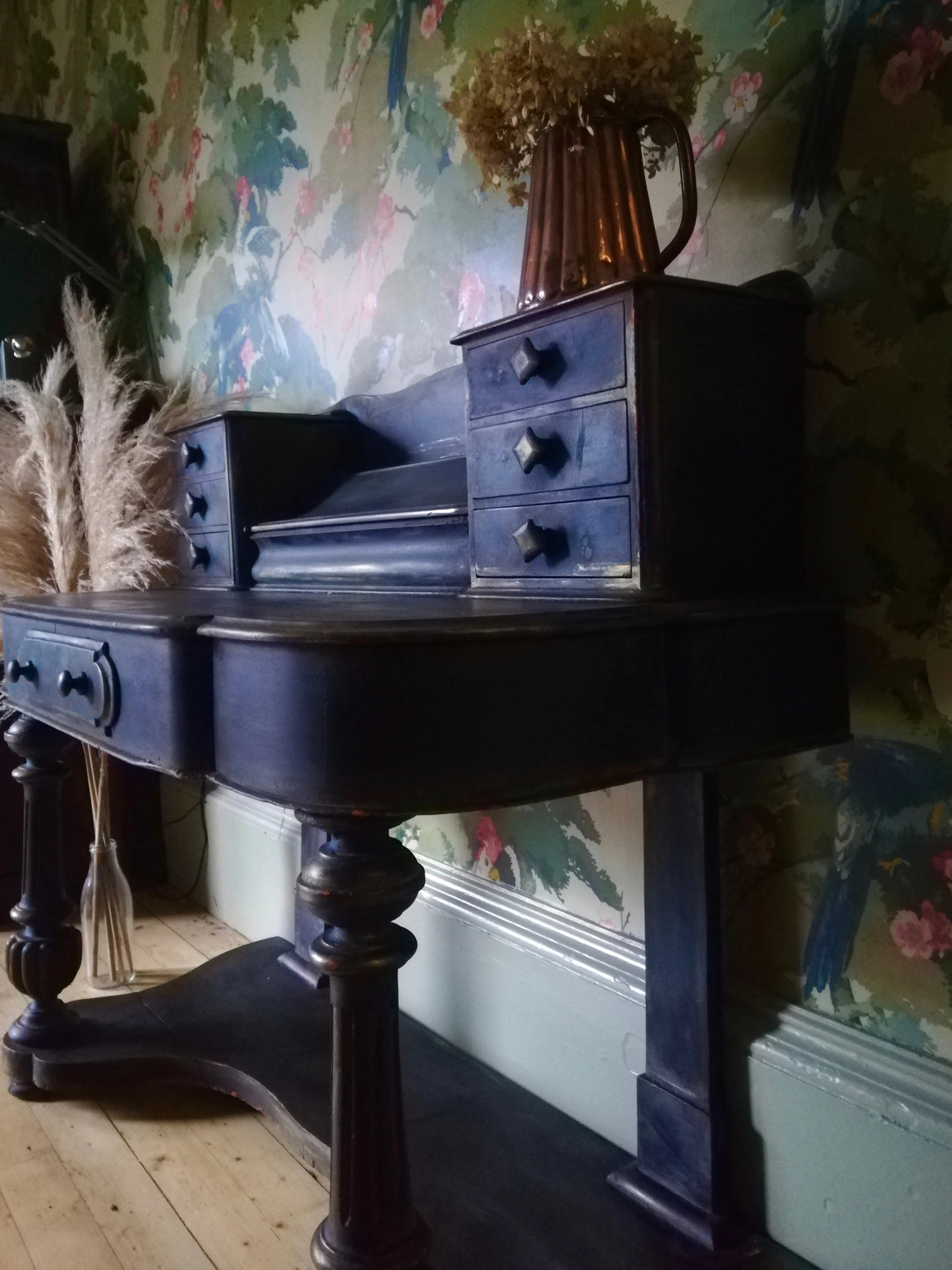 Vintage writing desk painted in layers of beautiful Patina