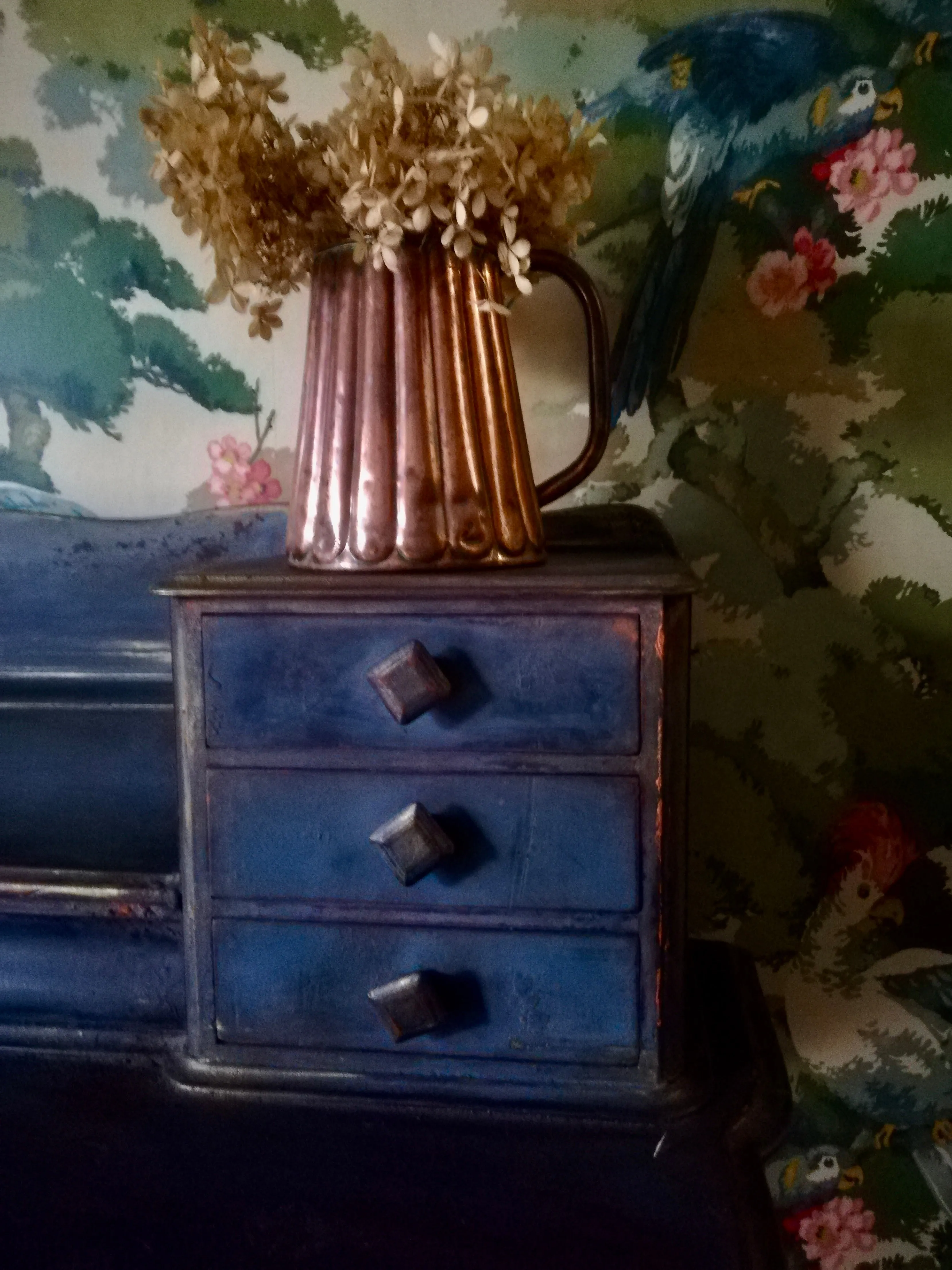 Vintage writing desk painted in layers of beautiful Patina