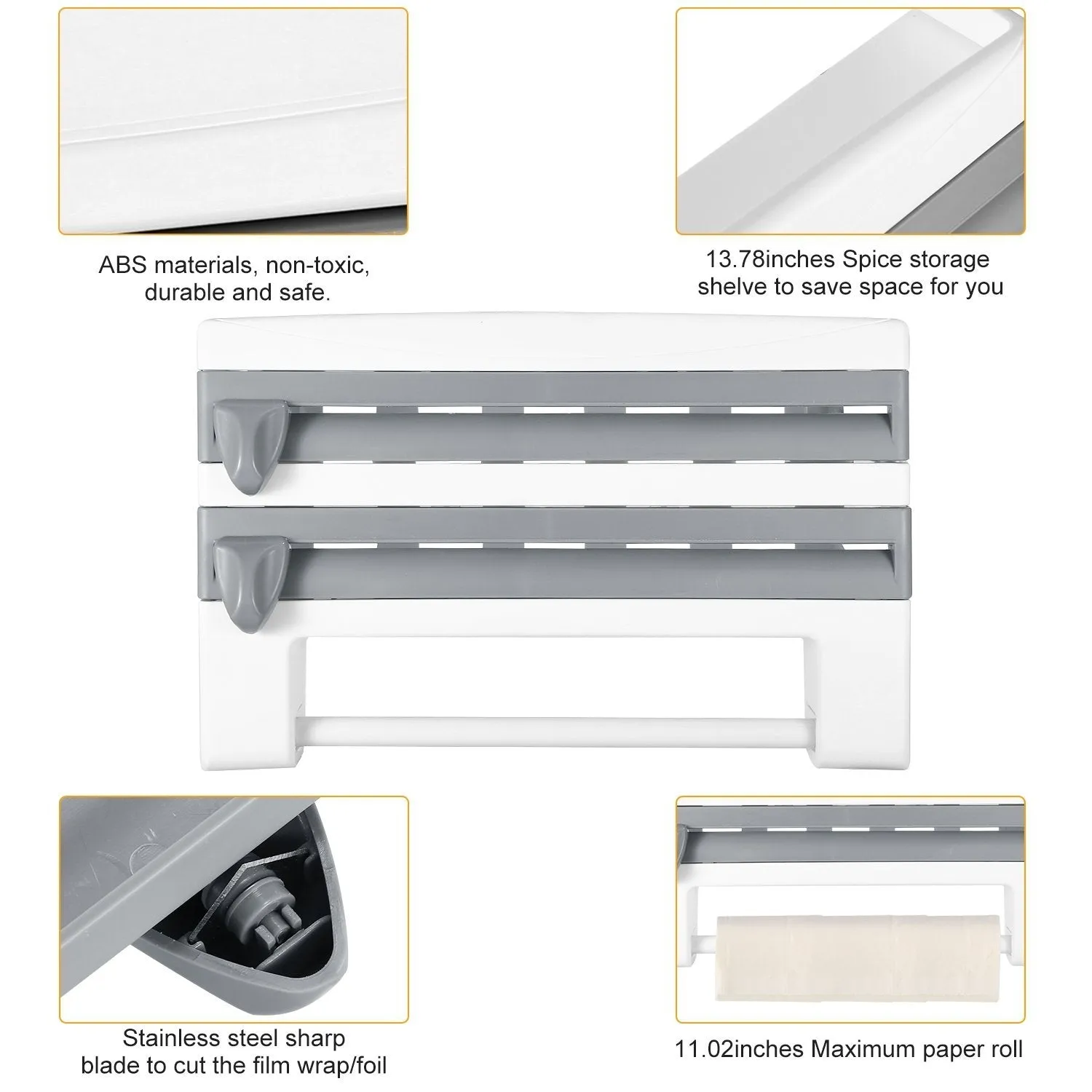 Wall Mounted Kitchen Roll Dispenser with Cutter