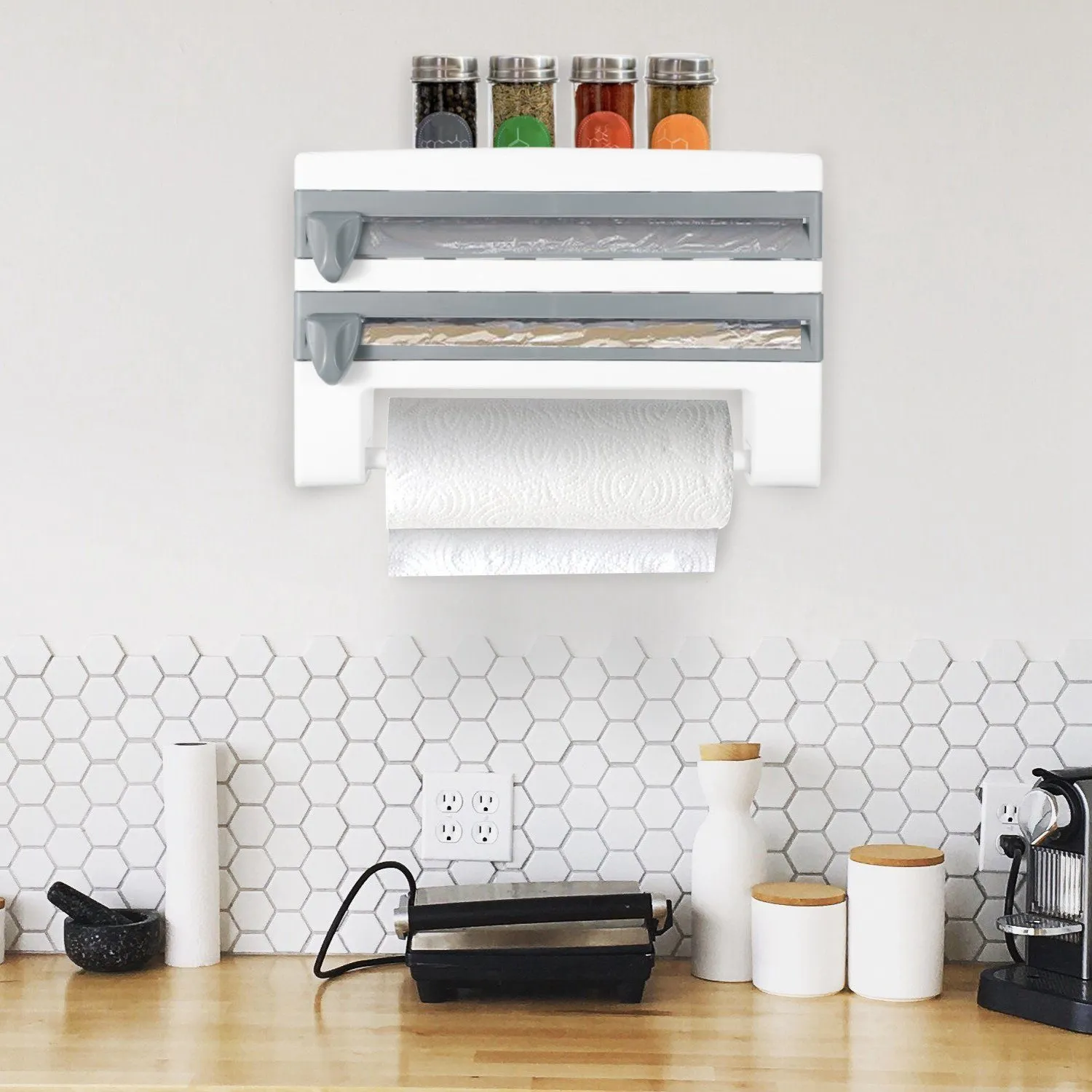 Wall Mounted Kitchen Roll Dispenser with Cutter