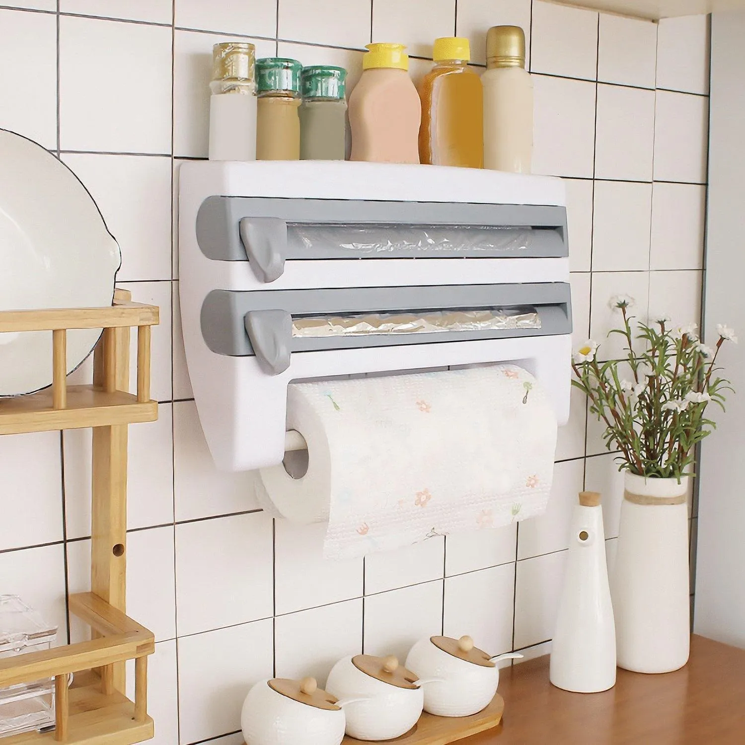 Wall Mounted Kitchen Roll Dispenser with Cutter