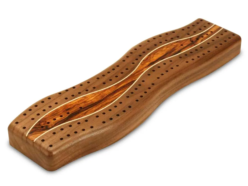 Walnut Center Wave Cribbage Board