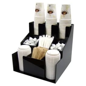 Winco Cup & Lid Organizer with 3 Tiers & 3 Stacks, 12.3" x 12.8" x 13.1"