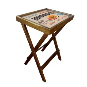Wooden Folding TV Trays Table Bar Snacks Serving Tables - Hamburgers