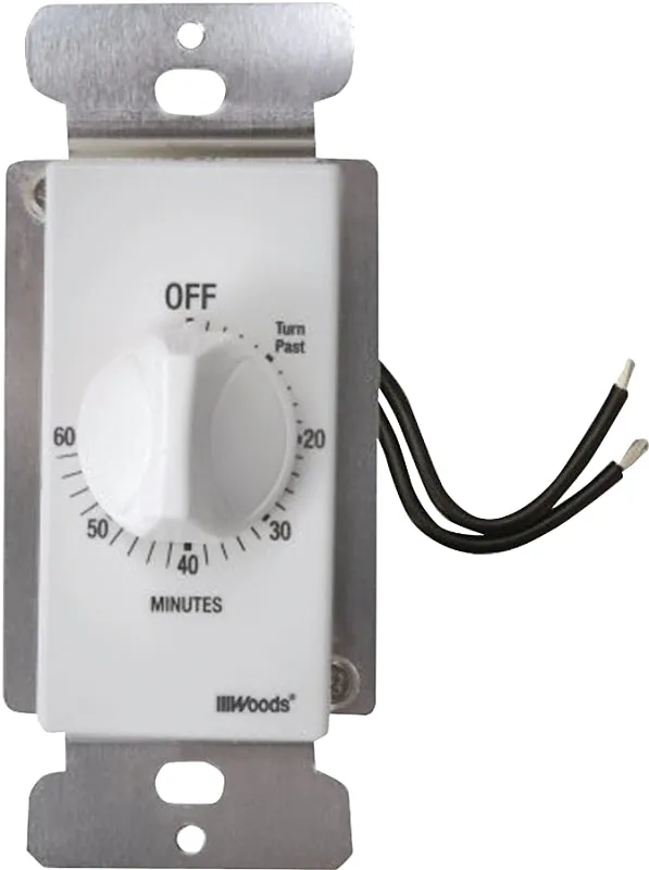 Woods 59717 Countdown Timer, 20 A, 125 V, 2500 W, 60 min Time Setting, 6 On/Off Cycles Per Day Cycle, White :CD 1: QUANTITY: 1