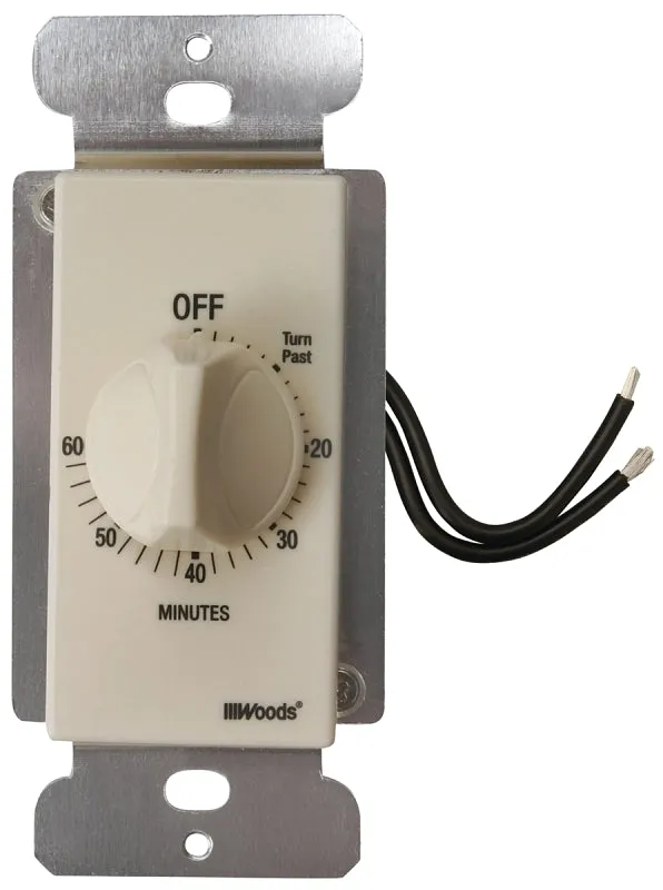 Woods 59718 Countdown Timer, 20 A, 125 V, 2500 W, 60 min Time Setting, Light Almond :CD 1: QUANTITY: 1