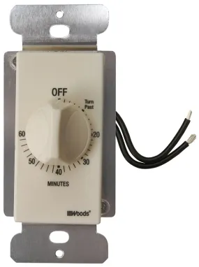 Woods 59718 Countdown Timer, 20 A, 125 V, 2500 W, 60 min Time Setting, Light Almond :CD 1: QUANTITY: 1