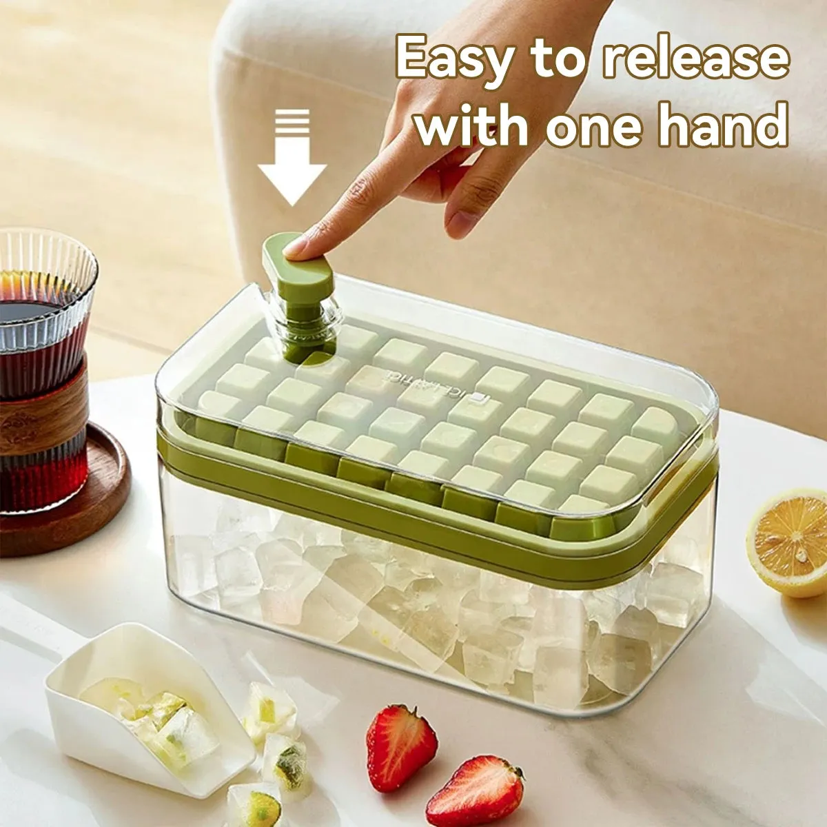 WORTHBUY Square Silicone Ice Mold Box Press Type Ice Tray Mold With Storage Box Whiskey Beer Quick-freeze Kitchen Gadgets