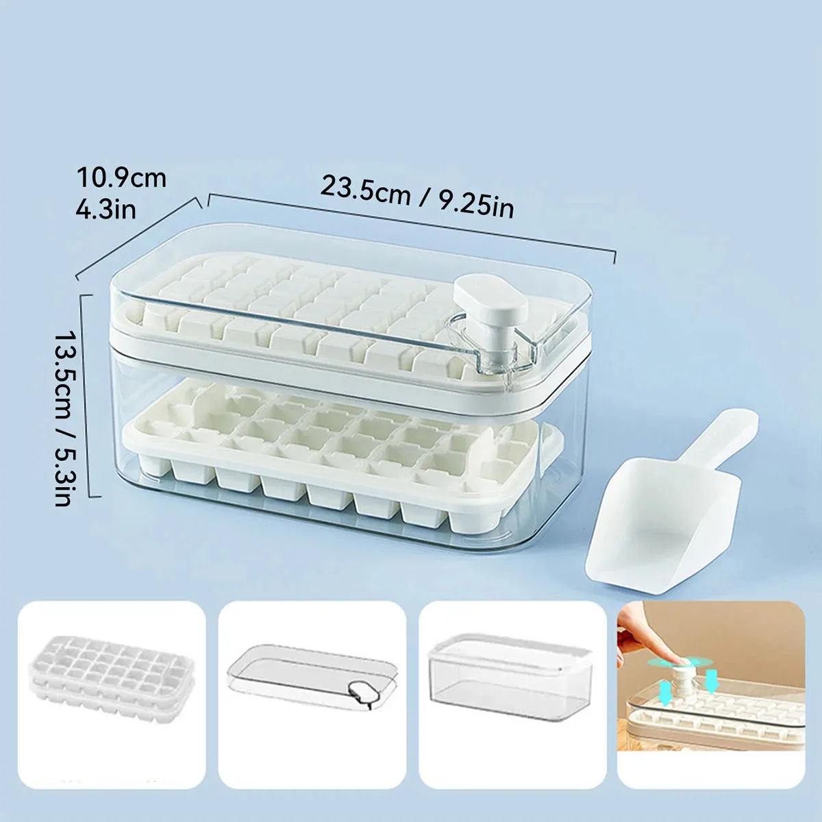 WORTHBUY Square Silicone Ice Mold Box Press Type Ice Tray Mold With Storage Box Whiskey Beer Quick-freeze Kitchen Gadgets