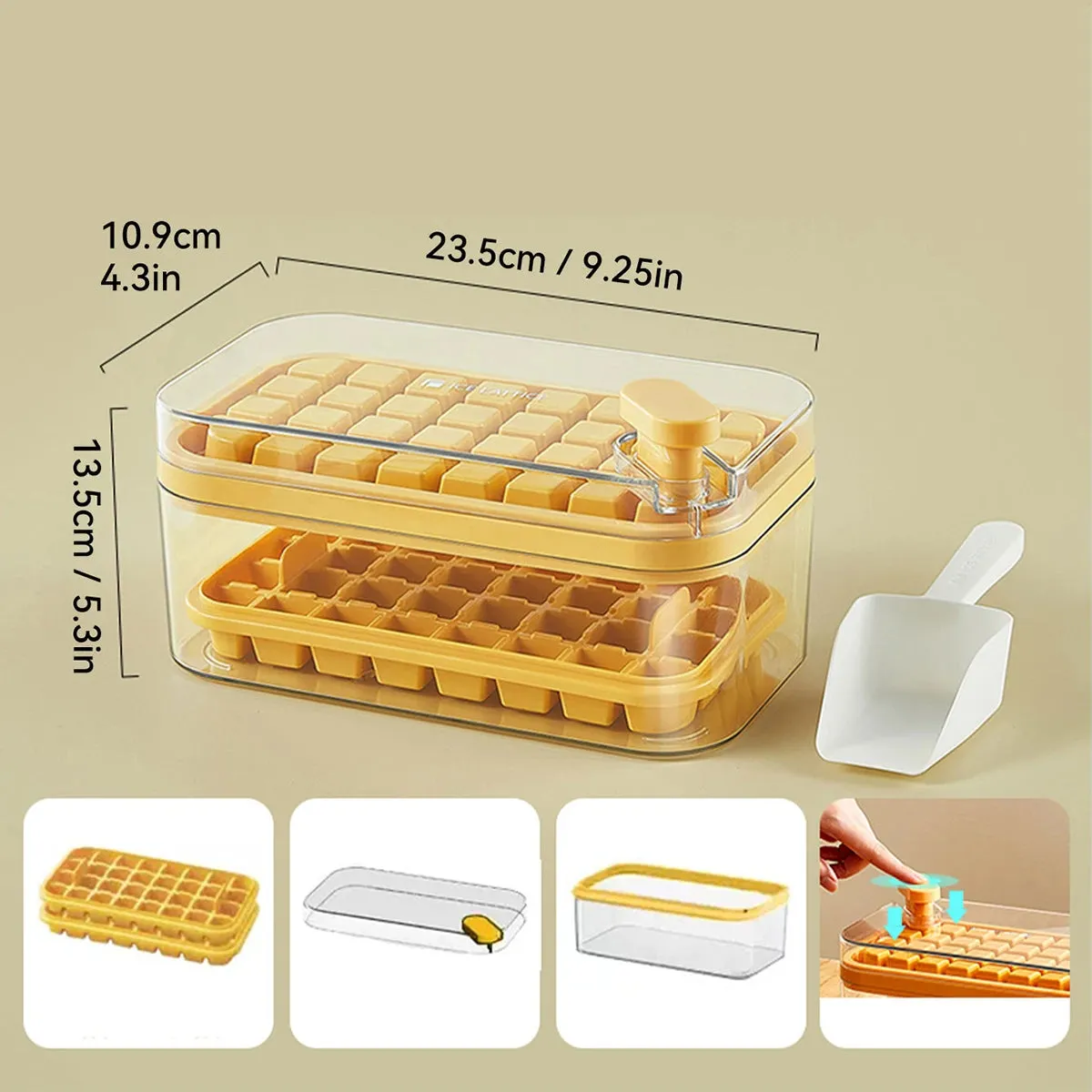 WORTHBUY Square Silicone Ice Mold Box Press Type Ice Tray Mold With Storage Box Whiskey Beer Quick-freeze Kitchen Gadgets