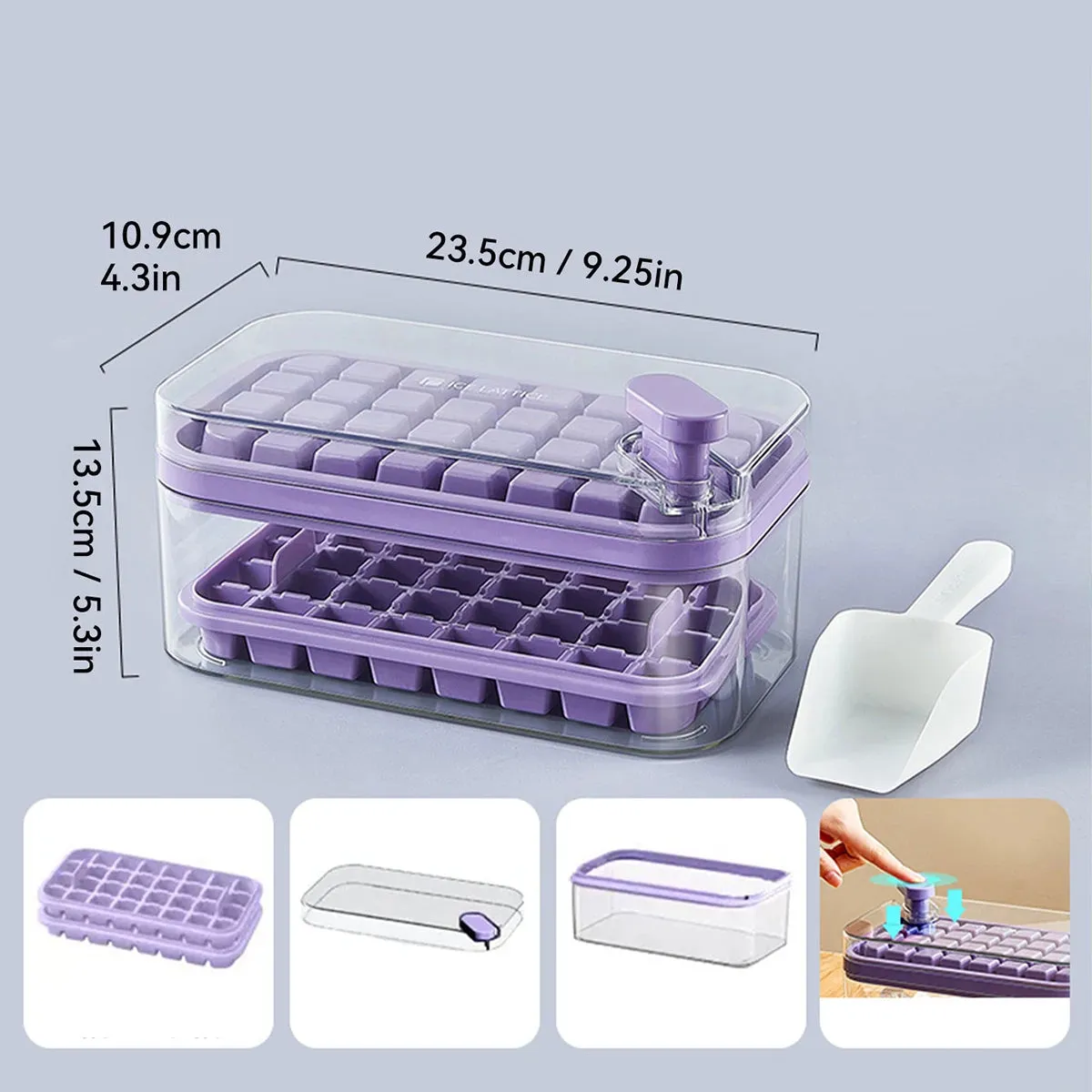 WORTHBUY Square Silicone Ice Mold Box Press Type Ice Tray Mold With Storage Box Whiskey Beer Quick-freeze Kitchen Gadgets