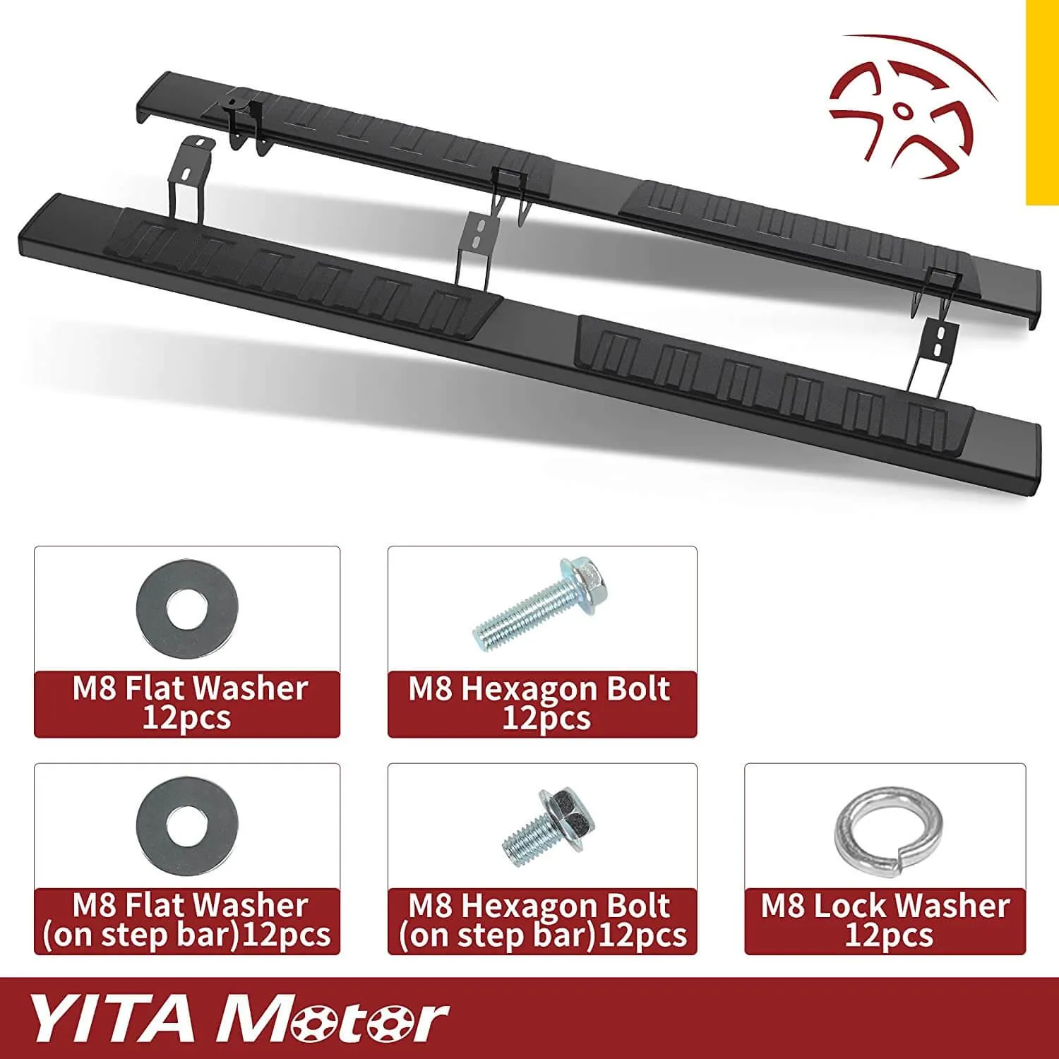 YITAMOTOR® For 2007-2021 Toyota Tundra Double Cab 6" Running Boards Nerf Bars Side Step Black
